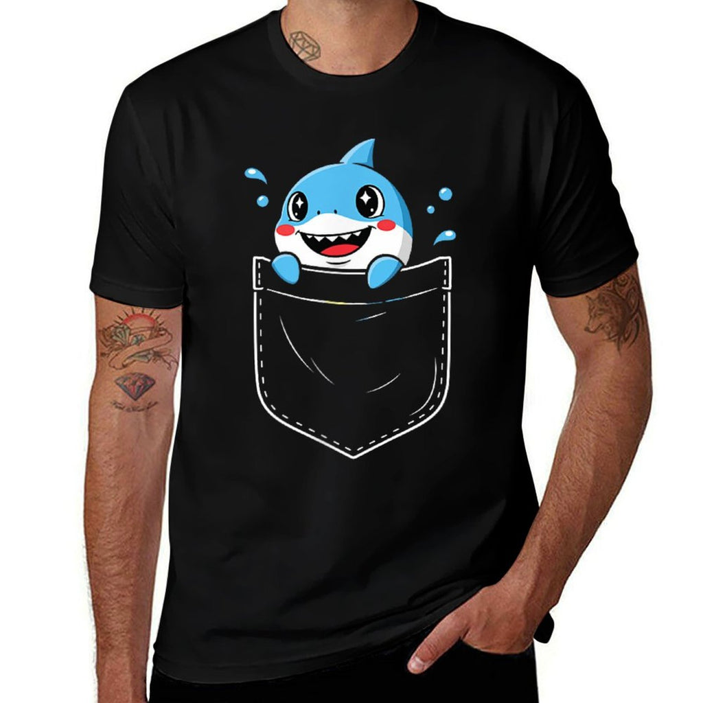Cute Shark Pocket Meme Funny  Versatile T-Shirt