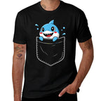 Cute Shark Pocket Meme Funny  Versatile T-Shirt