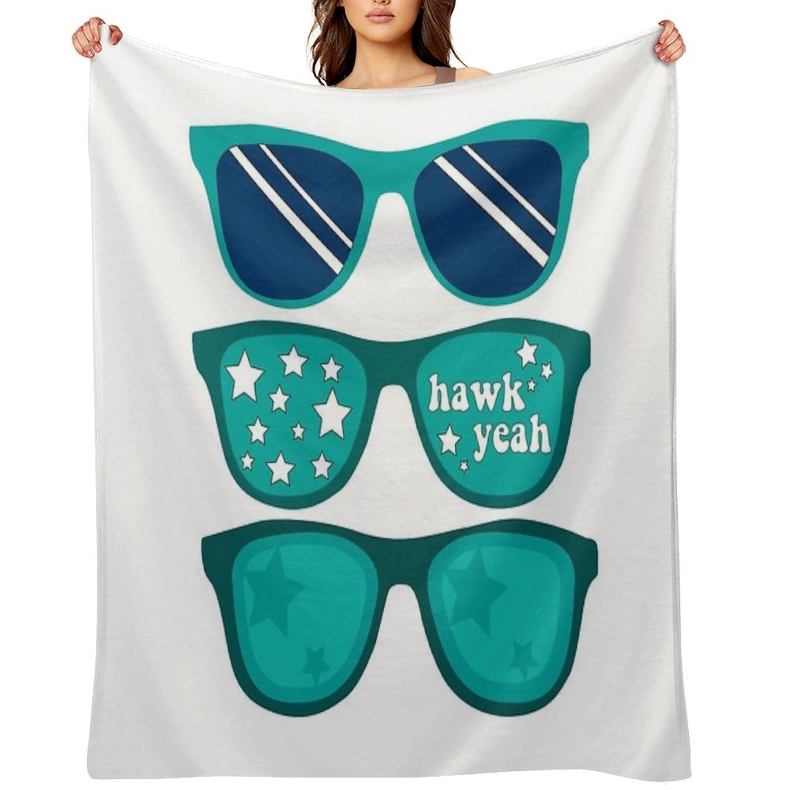 UNCW Hawk Yeah Triple Sunglasses Machine-washable Throw Blanket