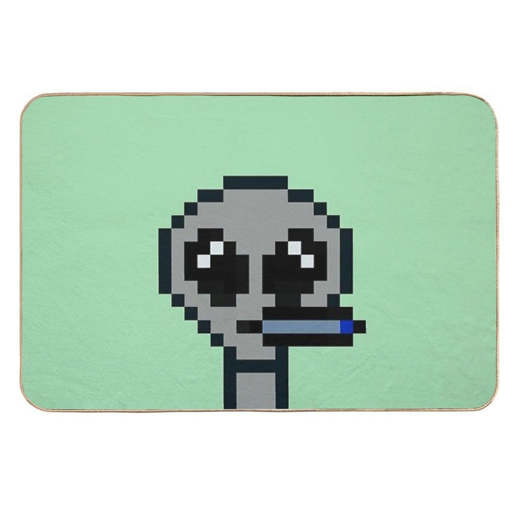 8bit Alien 00001 The Vaporized Visitor  Easy To Clean Bath Mat