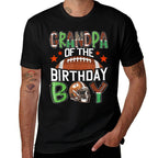 Grandpa Of The Birthday Boy Game Day Football  Ribbed Collar T-Shirt