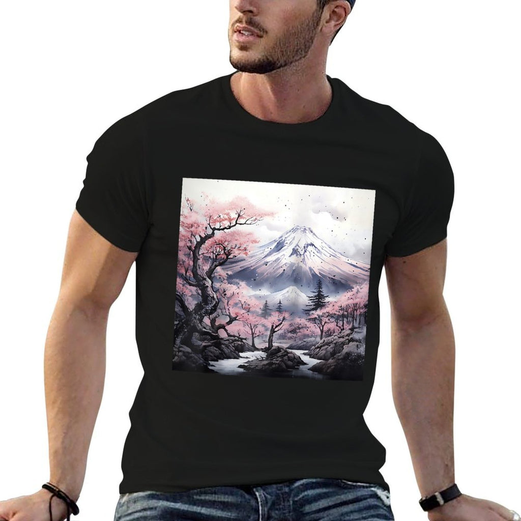 Sakura Waltz Japanese Petals Unfurl Twilight Mountains Raglan Baseball  Stretchy T-Shirt