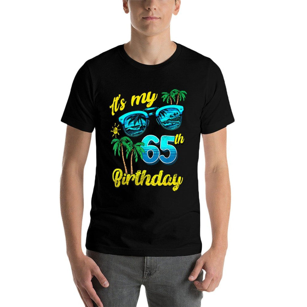 It's My 65th Birthday Tropical Beach Summer 65 Years Old  Oversized Silhouette T-Shirt