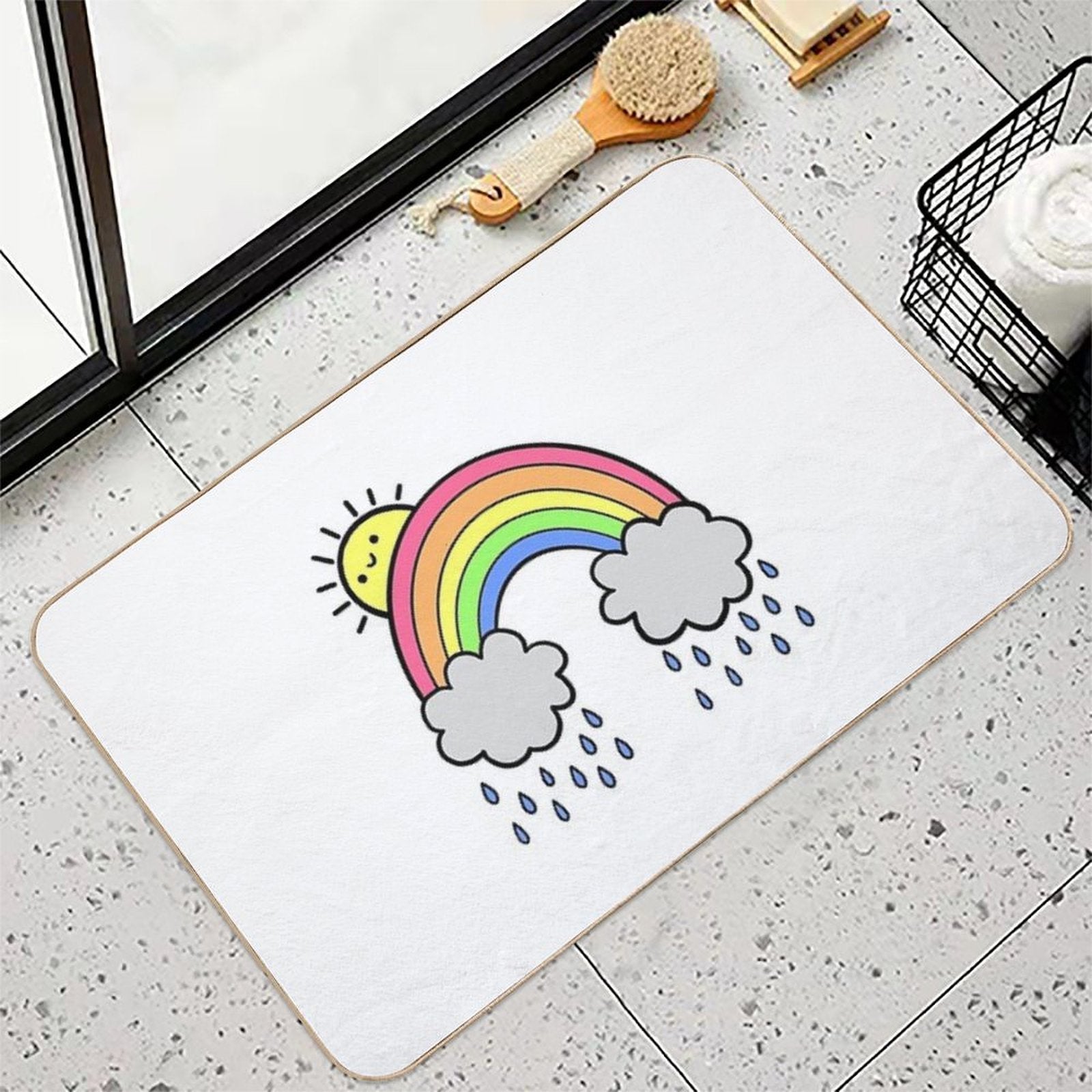 Rainbow Above The Clouds  Dirt-Trapping Bath Mat