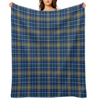 O'Sullivan Tartan Bright Blue Irish Plaid Sustainable Throw Blanket
