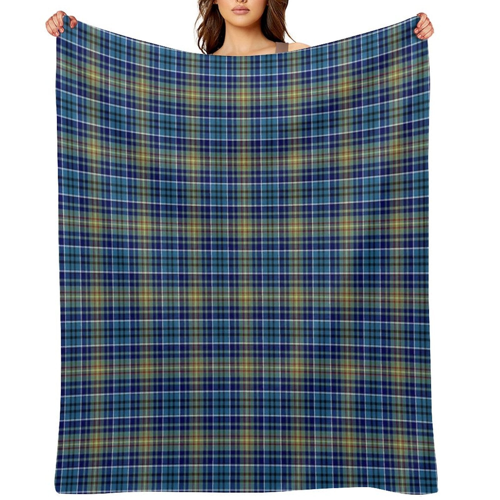 O'Sullivan Tartan Bright Blue Irish Plaid Sustainable Throw Blanket