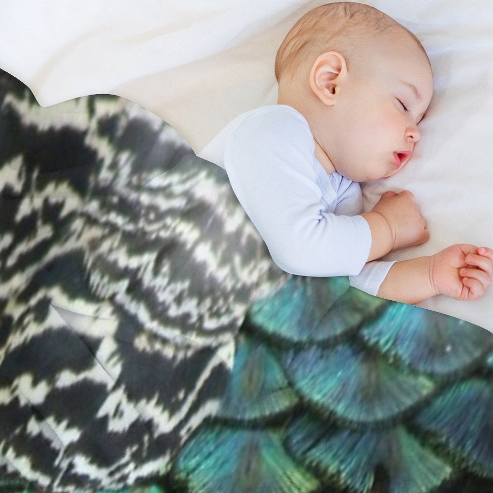 Peacock Bird Feathers Plumage Texture 1 Plush Throw Blanket