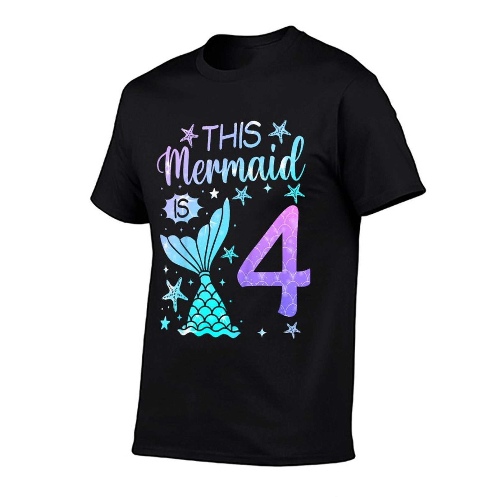 4th Birthday Girl 4yr Four 4 Year Old Mermaid Bday  Oversized Silhouette T-Shirt