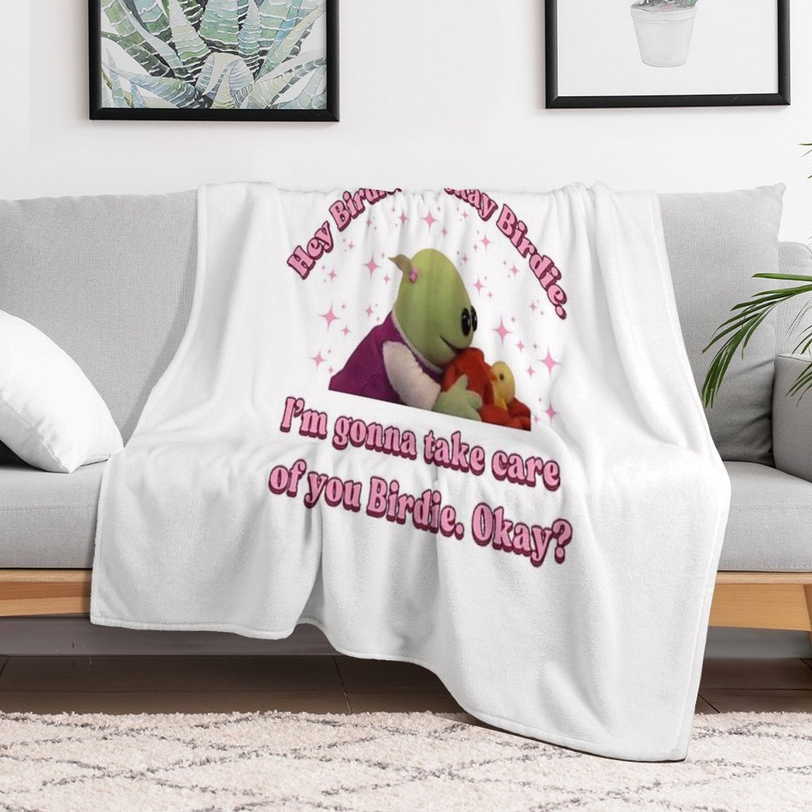 Nanalan Wonderful Girl It's Okay Birdie Eco-conscious Throw Blanket