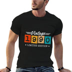 1990 Limited Edition - 1990 Birthday Year - Vintage 1990  Ribbed Collar T-Shirt