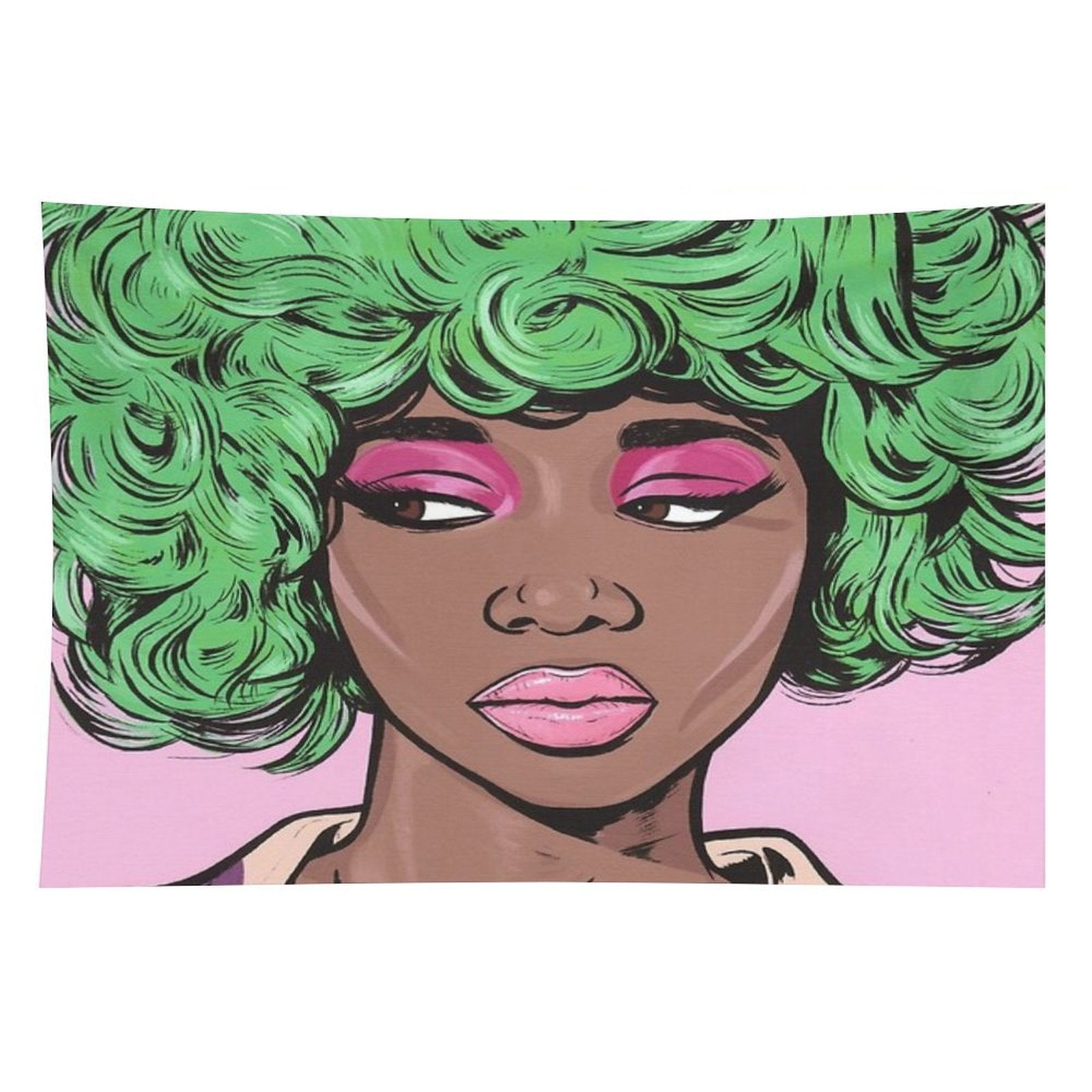 Green Haired Kawaii Comic Girl Tapestry