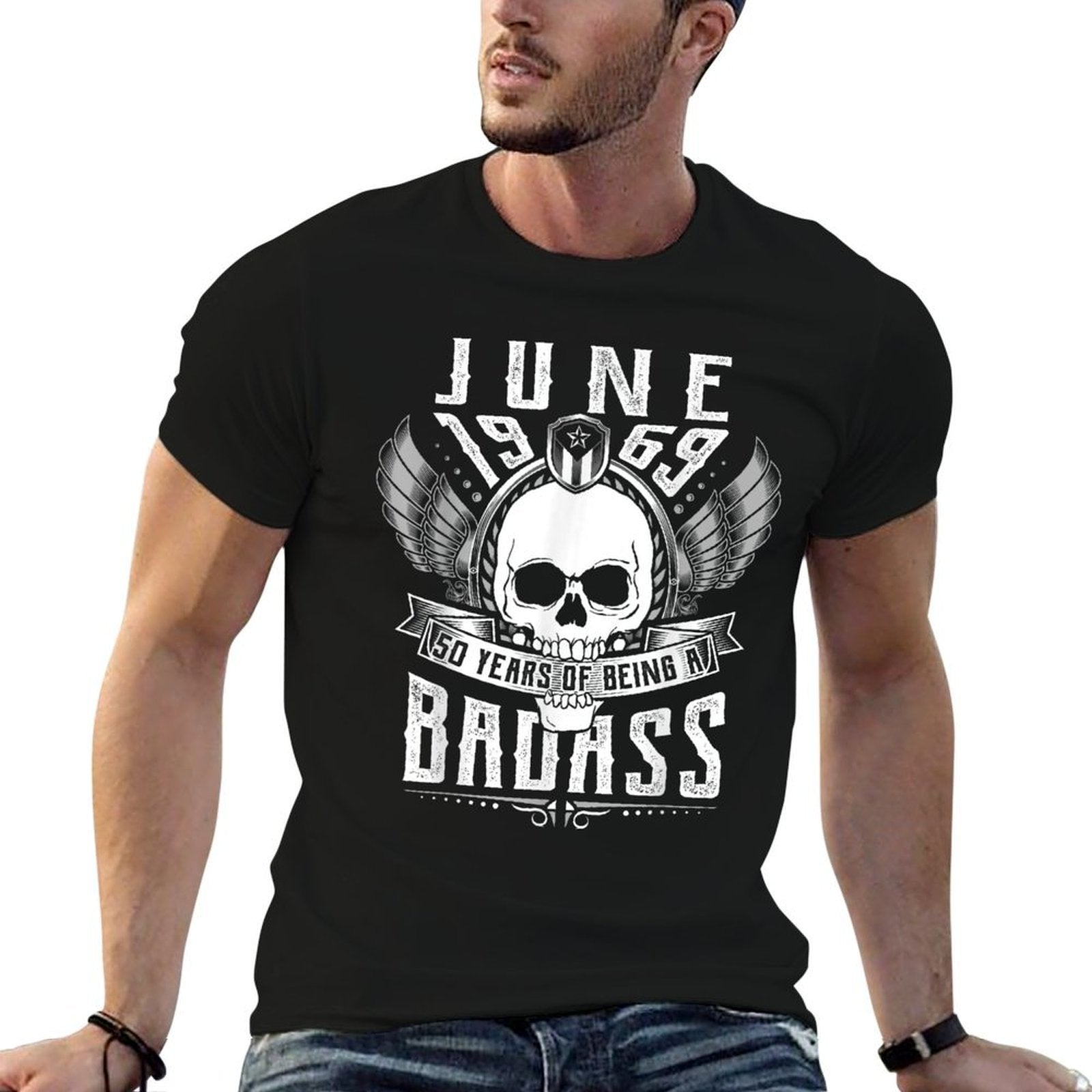 50th Birthday Gift June 1969, Badass Biker Style  Graphic-printed T-Shirt
