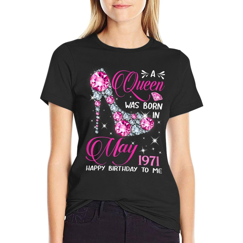 Queens Are Born in May 1971 Queens 50th Birthday For Girl  Heathered Texture T-Shirt