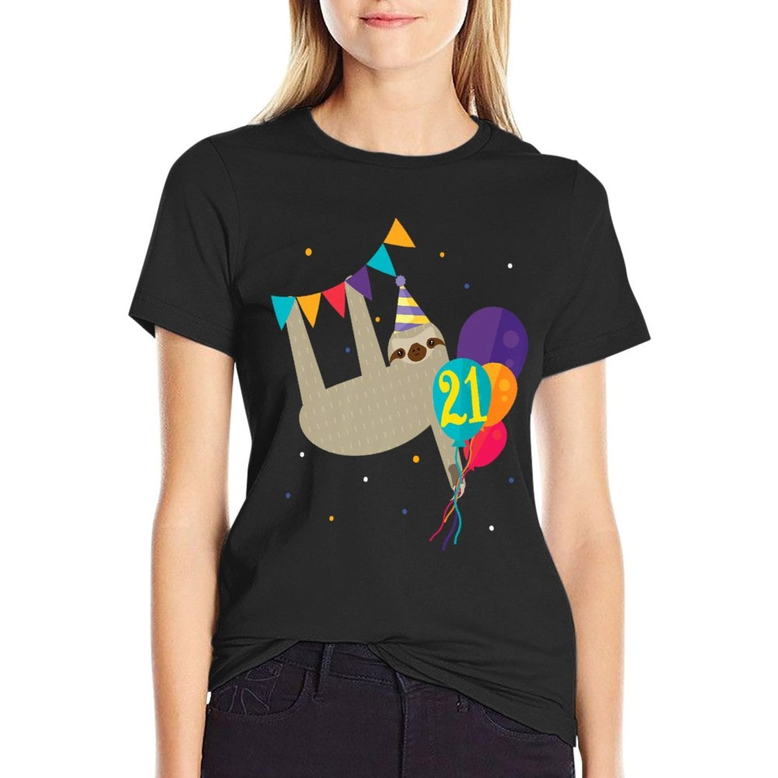 21st Birthday Funny Sloth Lovers T-shirt Gift Men Women Her  Wrinkle-resistant T-Shirt