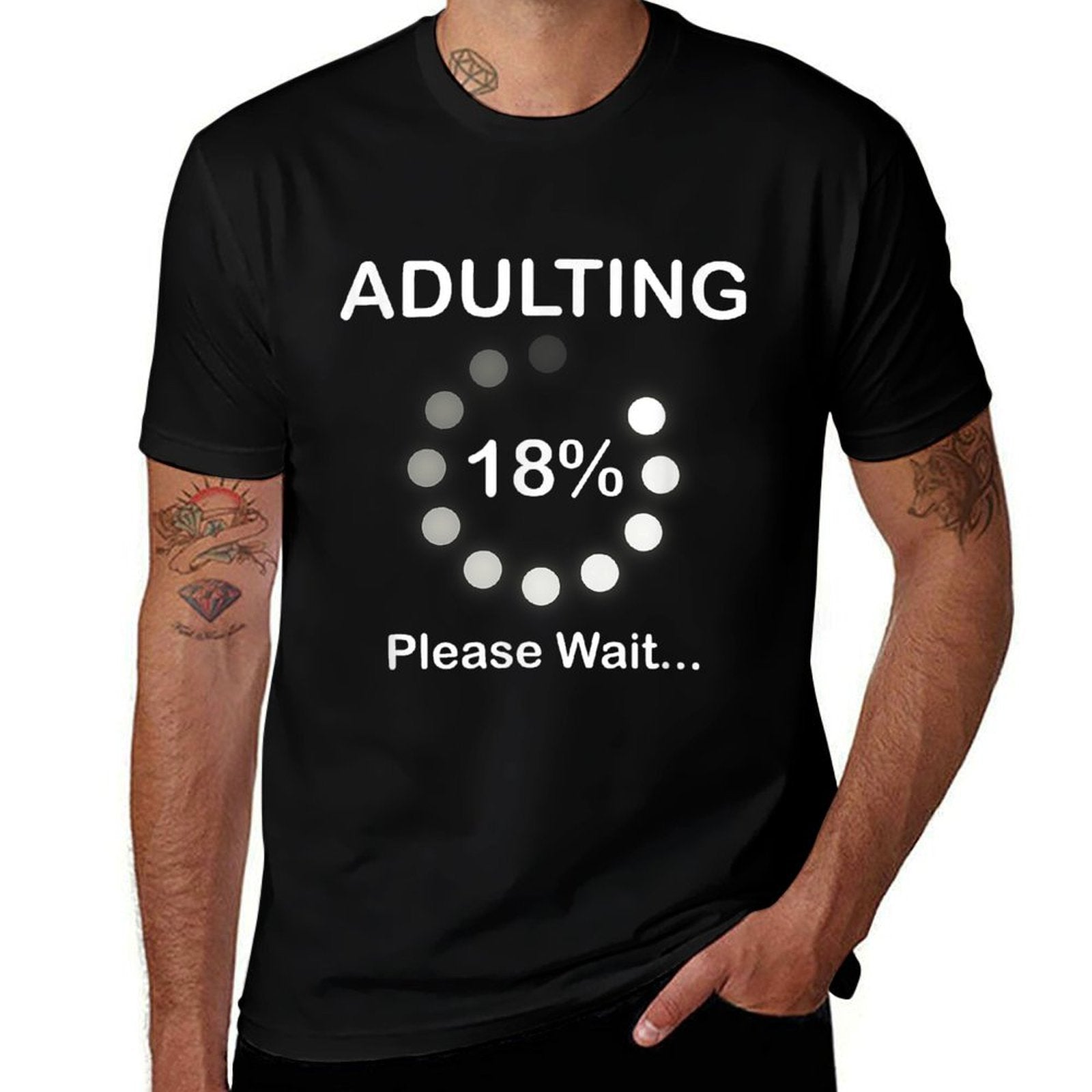 Adulting Please Wait Loading 18th Birthday 18 Years Old Gift  Heathered Texture T-Shirt