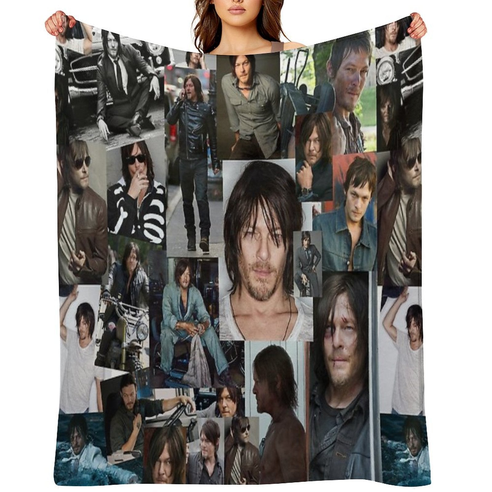 Norman Reedus Fan Made Assorted Random Photo Collage Machine-washable Throw Blanket