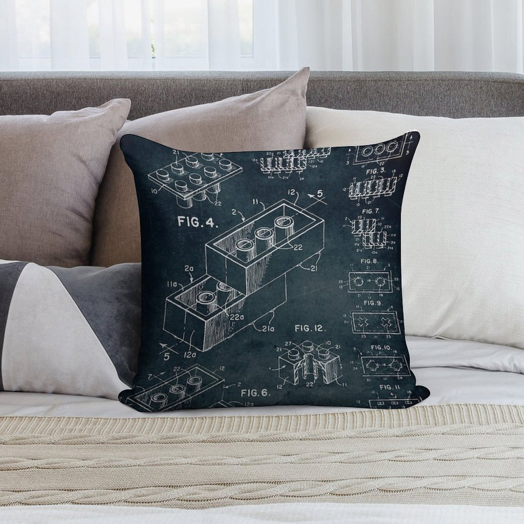 1958 Toy Building Brick Soft Washable Throw Pillow