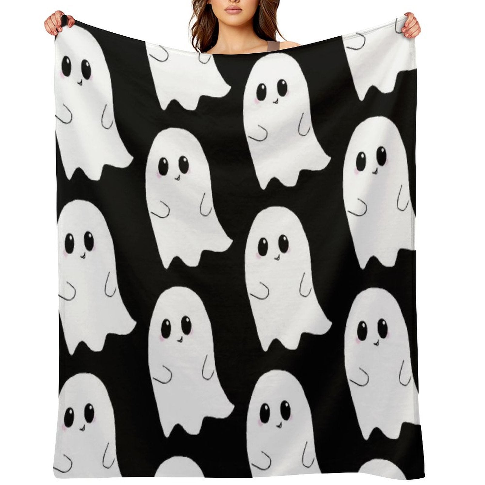 Cute Ghost Easy Care Throw Blanket