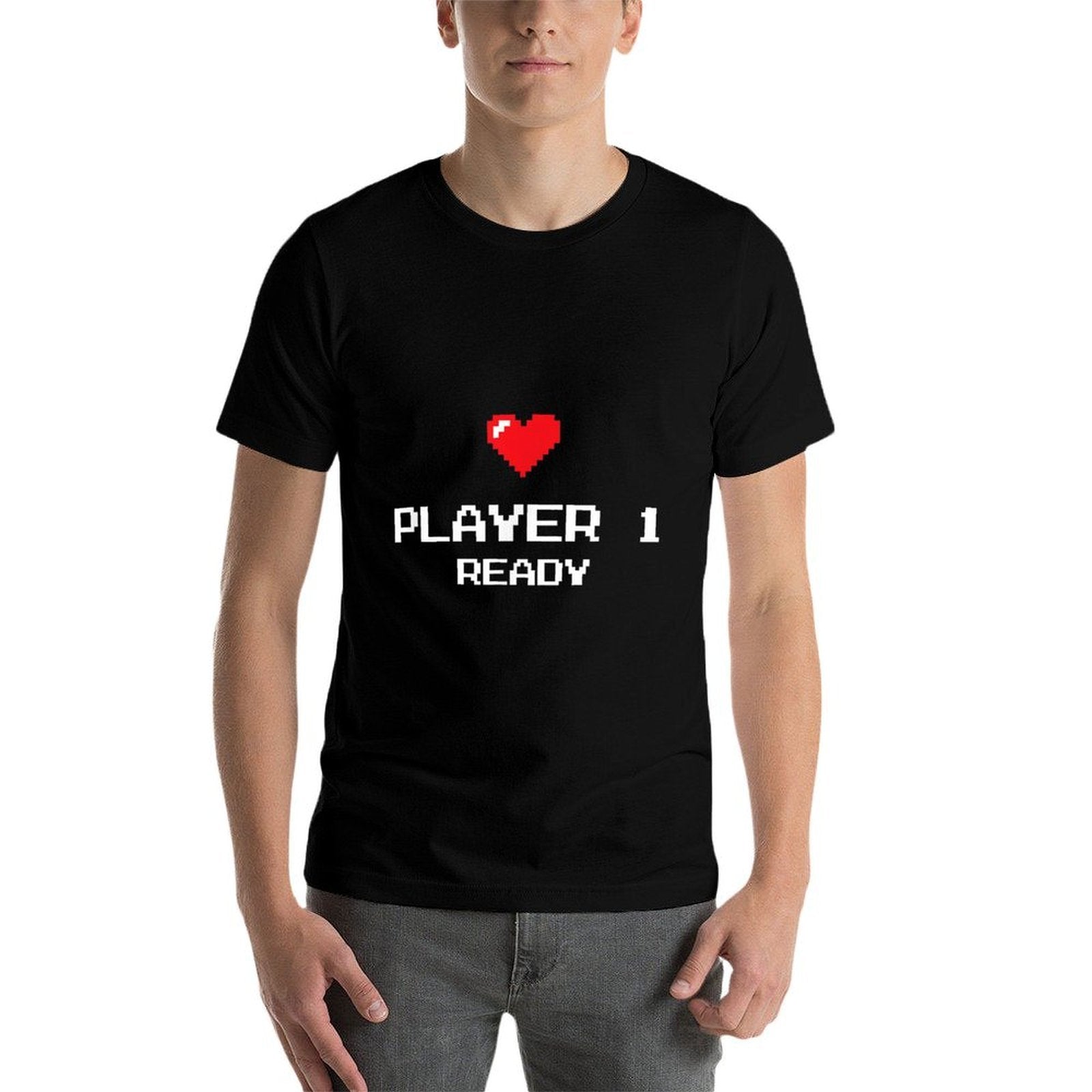 Player 1 Ready - Retro Gaming - New Dad Baby Announcement  Summer-ready Fabric T-Shirt