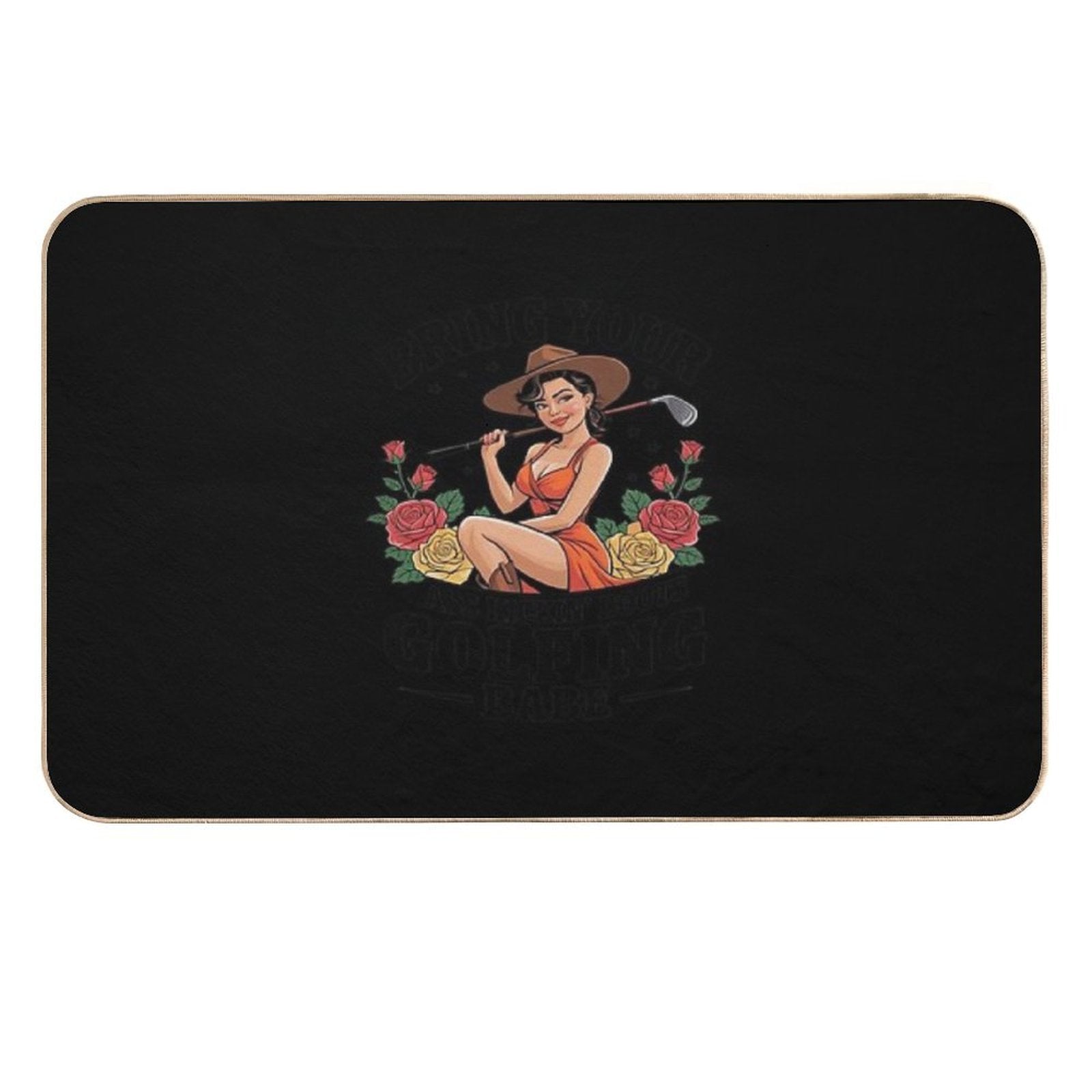 Cowgirl Golfing Babe Gift For Her  Fade-Resistant Bath Mat