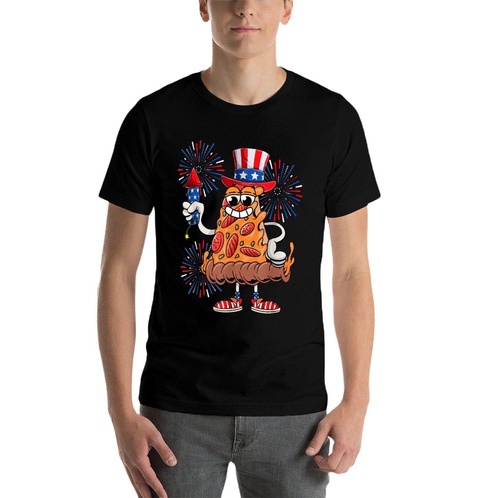 4th Of July Pizza Proud Fireworks Matching Food Lover  Soft T-Shirt