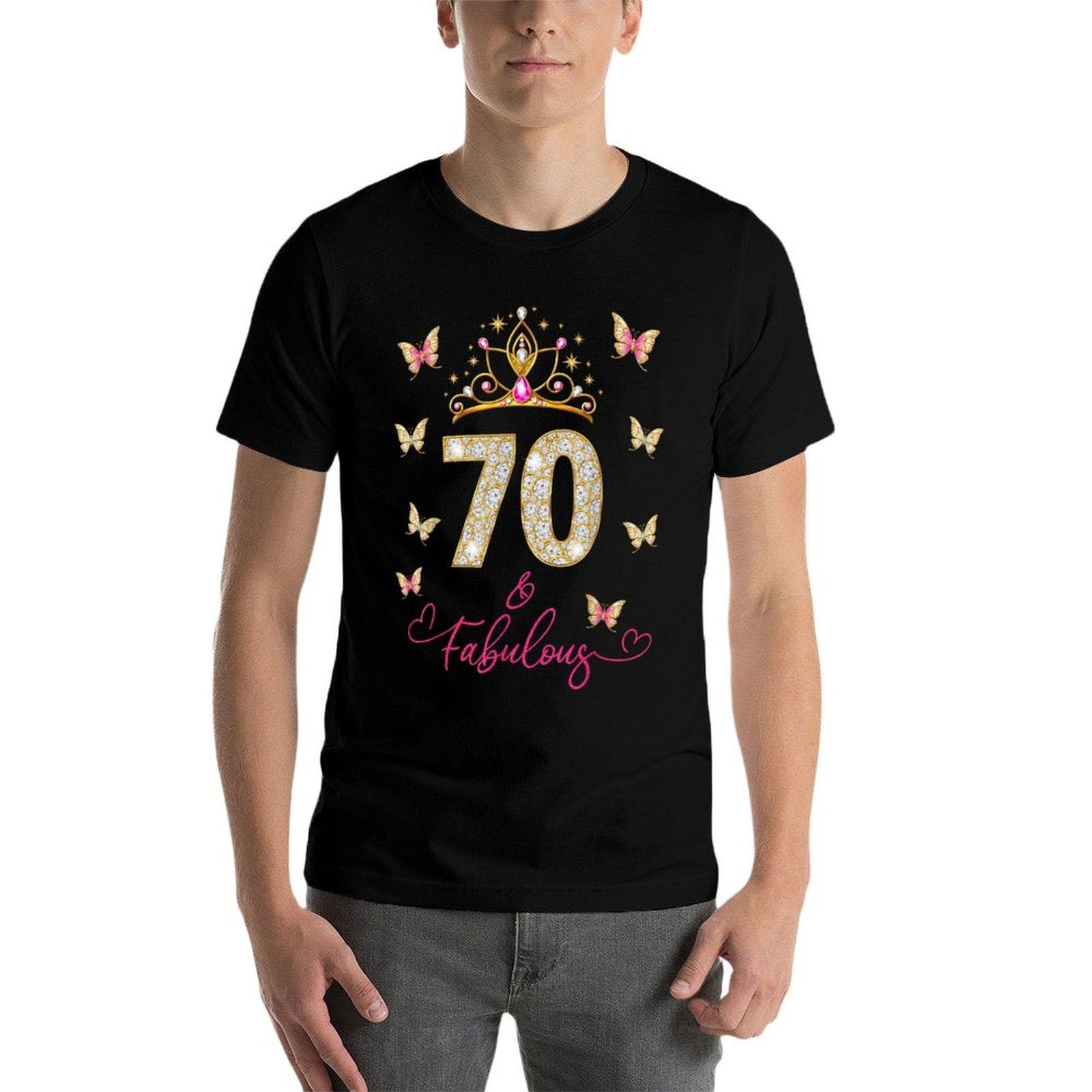 70 And Fabulous, 70 Years Old Women, 70th Birthday  Heathered Texture T-Shirt