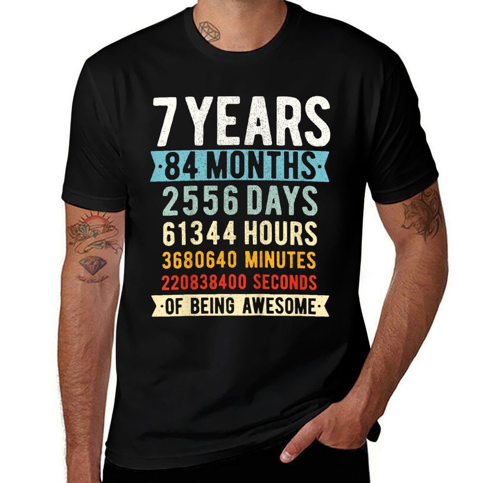 7th Birthday 7 Years Old Vintage Retro 84 Months  Graphic-printed T-Shirt