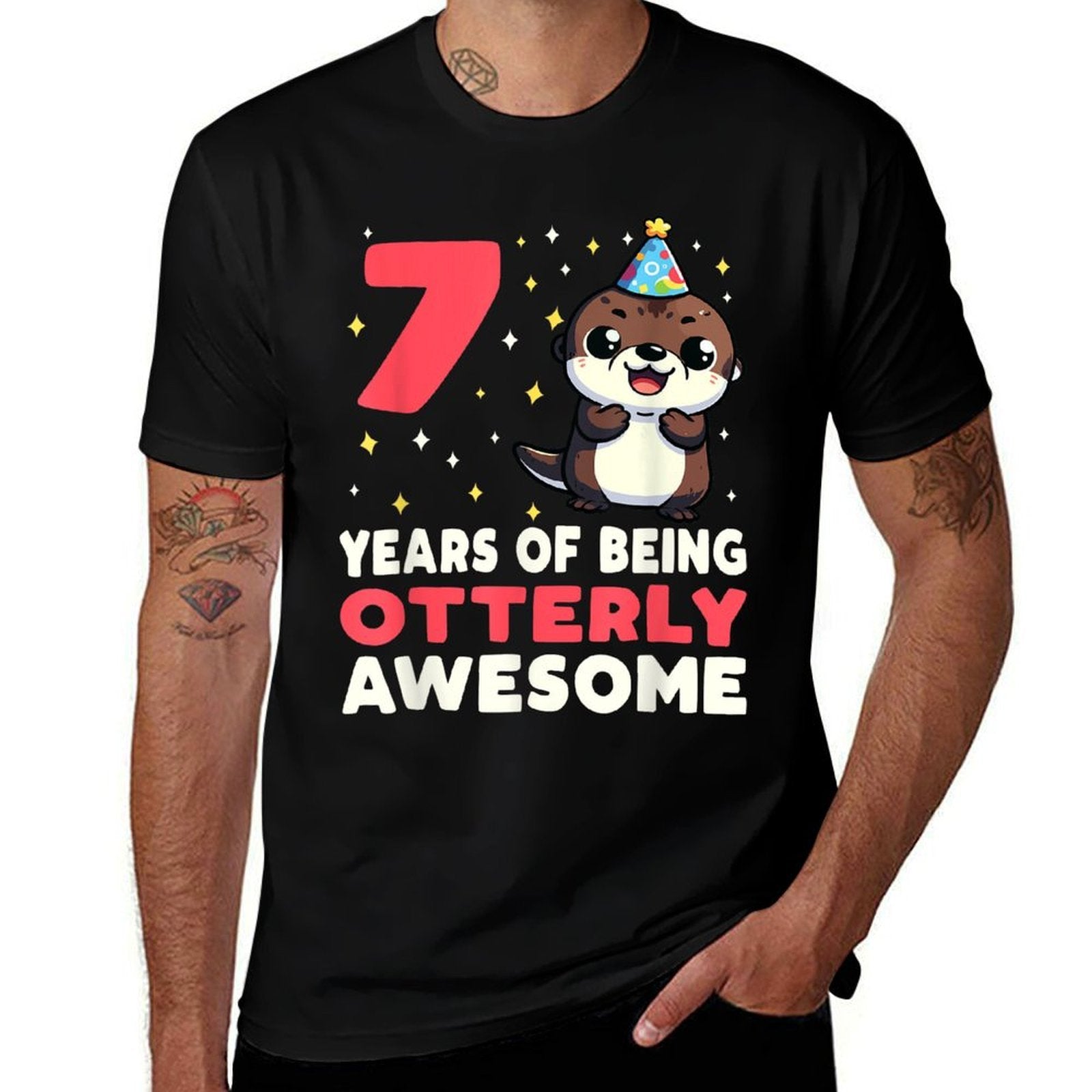 7th Birthday Otter Outfit Seven Year Old Birthday  Classic T-Shirt