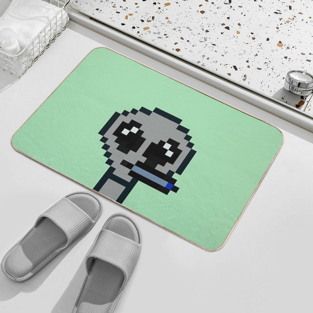 8bit Alien 00001 The Vaporized Visitor  Easy To Clean Bath Mat