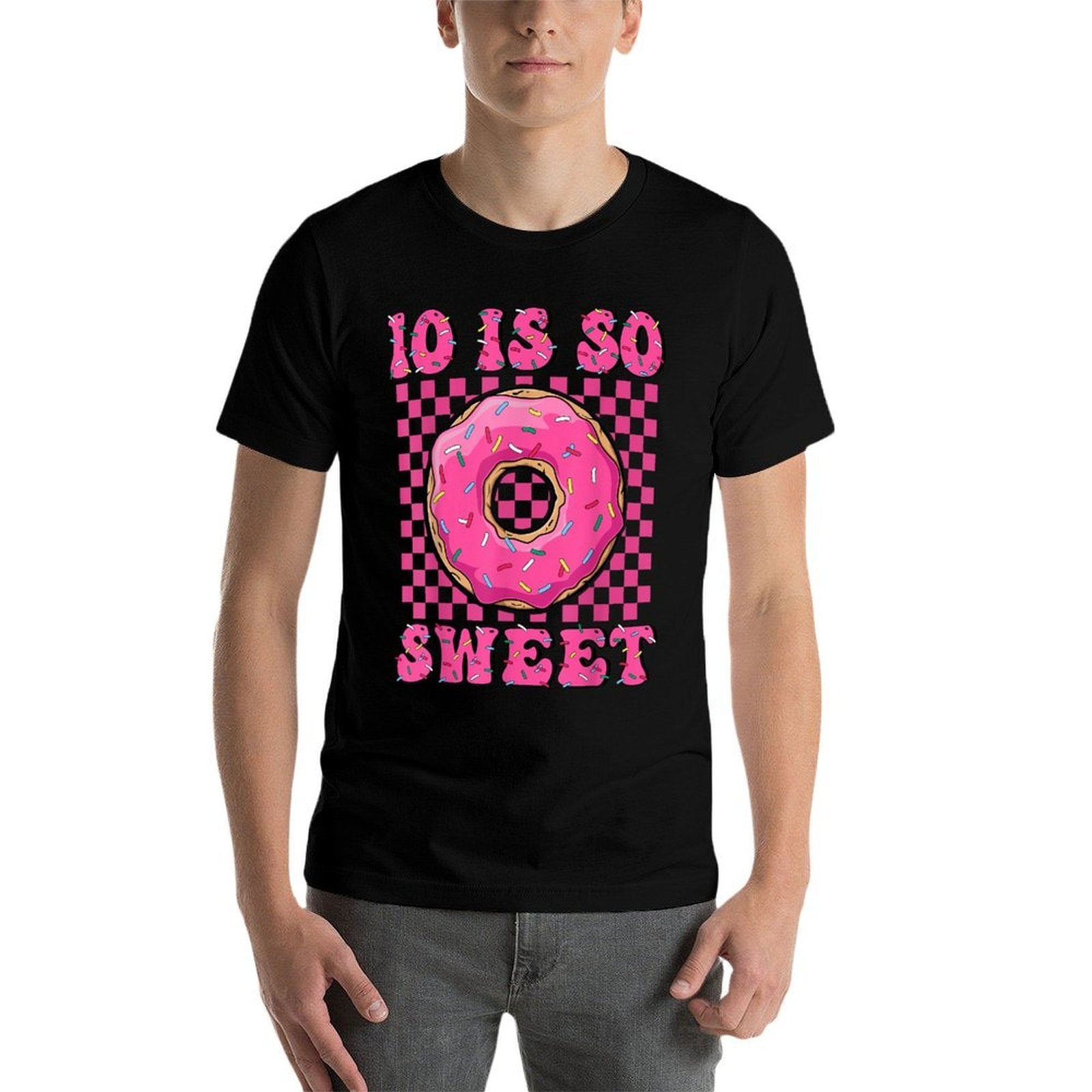 10 Is So Sweet 10th Birthday Funny Groovy Pink Donut Party  Wrinkle-resistant T-Shirt