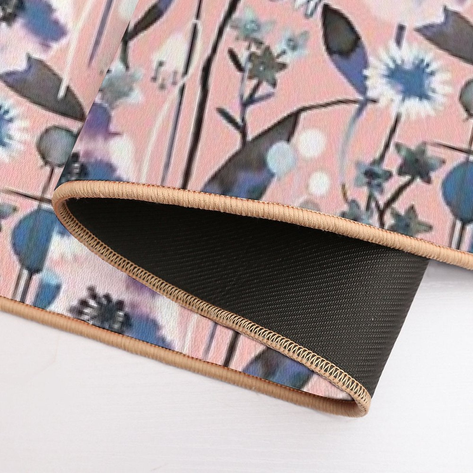 Pink Pastel Flowers Pattern  Repositionable Bath Mat