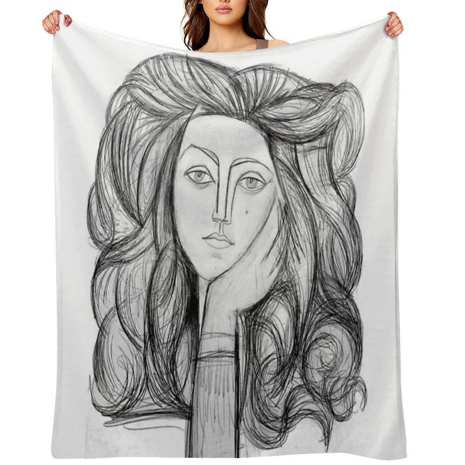 FRANCOISE 1946  Vintage Abstract Charcoal Print All-season Throw Blanket