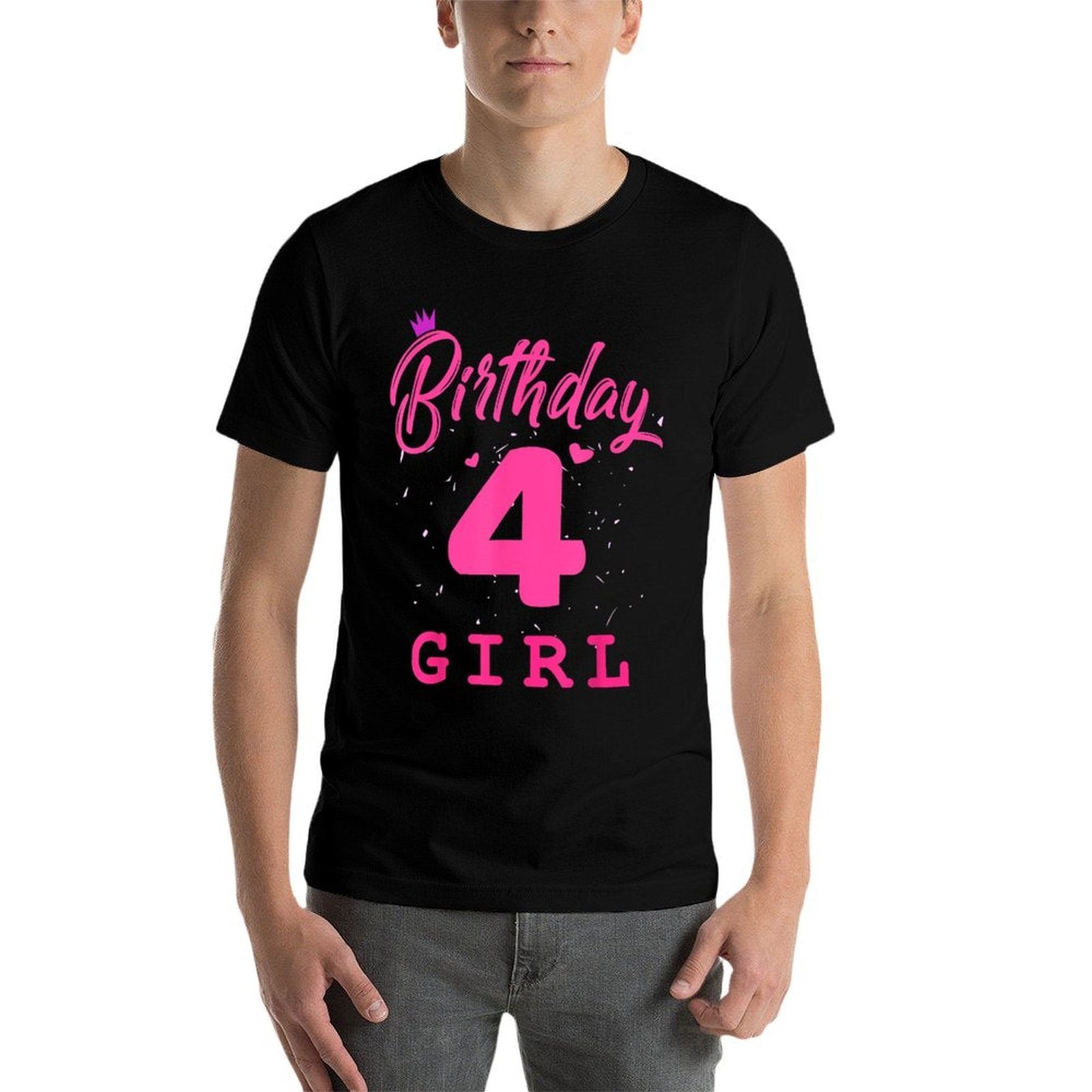 Happy Birthday , Girls 4th Party 4 Years Old Bday  Polyester Blend T-Shirt