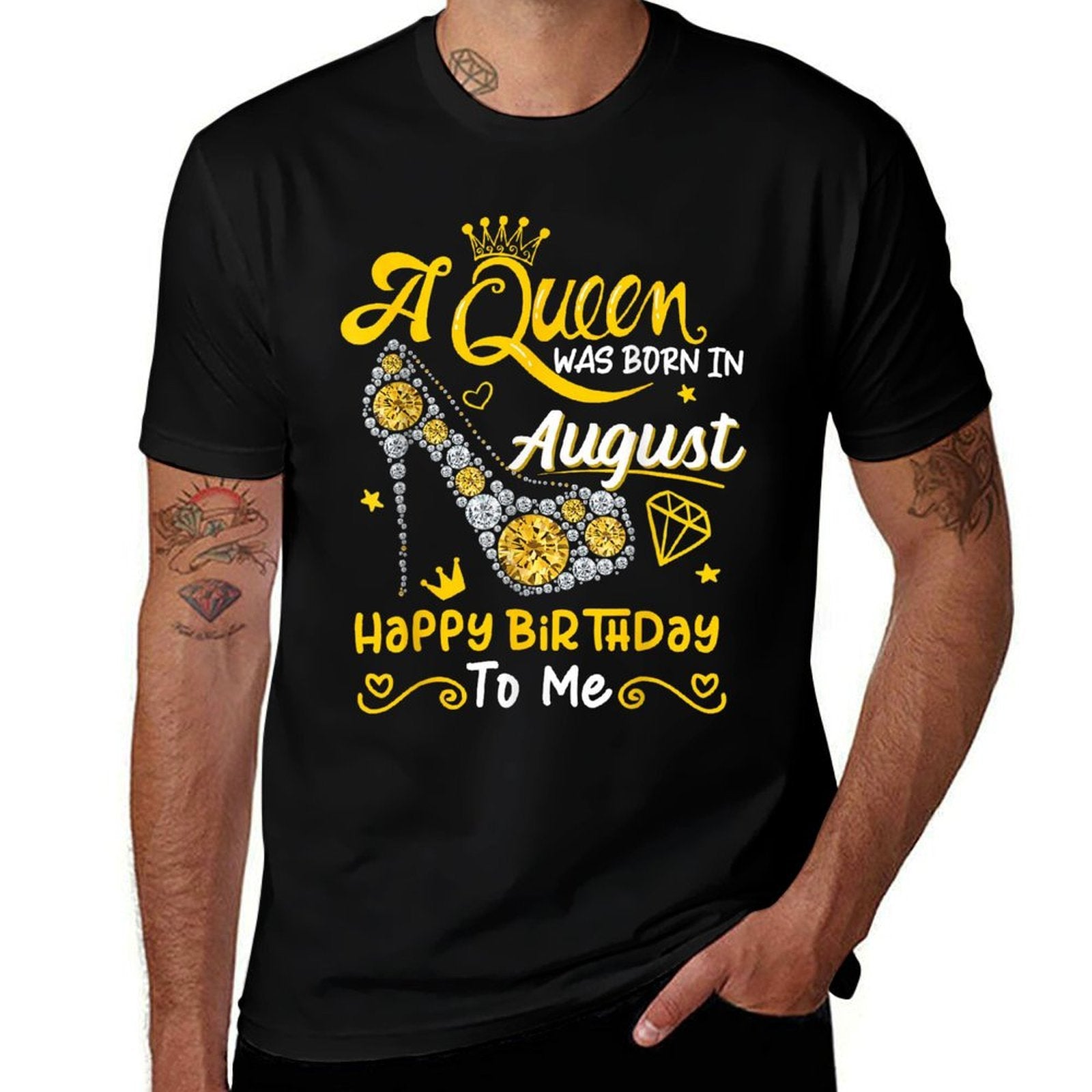 A Queen Was Born in August High Heel Birthday Queen August  Quick-drying T-Shirt