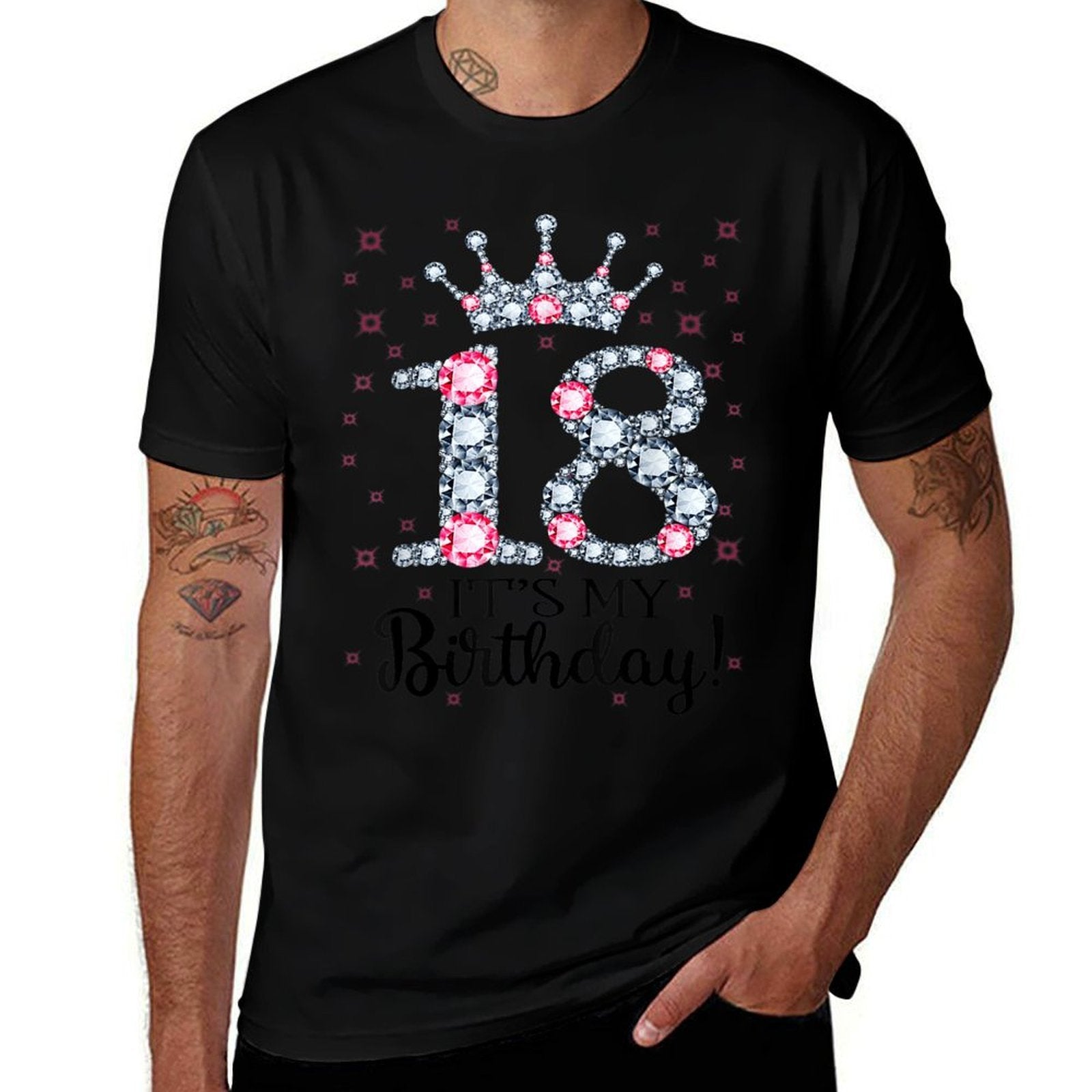 18 It's My Birthday Pink Crown Happy 18th Birthday Girl  Summer-ready Fabric T-Shirt