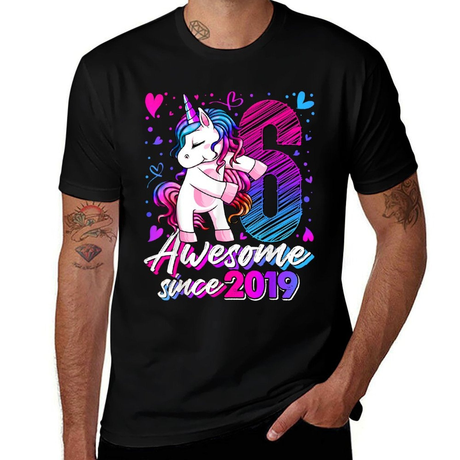 6 Year Old Unicorn Gifts For Girls 6th Birthday Girl Party  Fade-proof Color T-Shirt