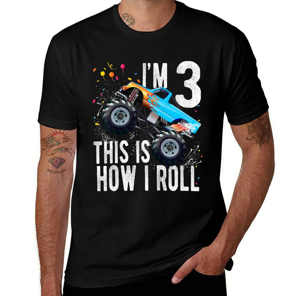 3 Year Old 3rd Birthday Boy Monster Truck Car  Easy-care T-Shirt