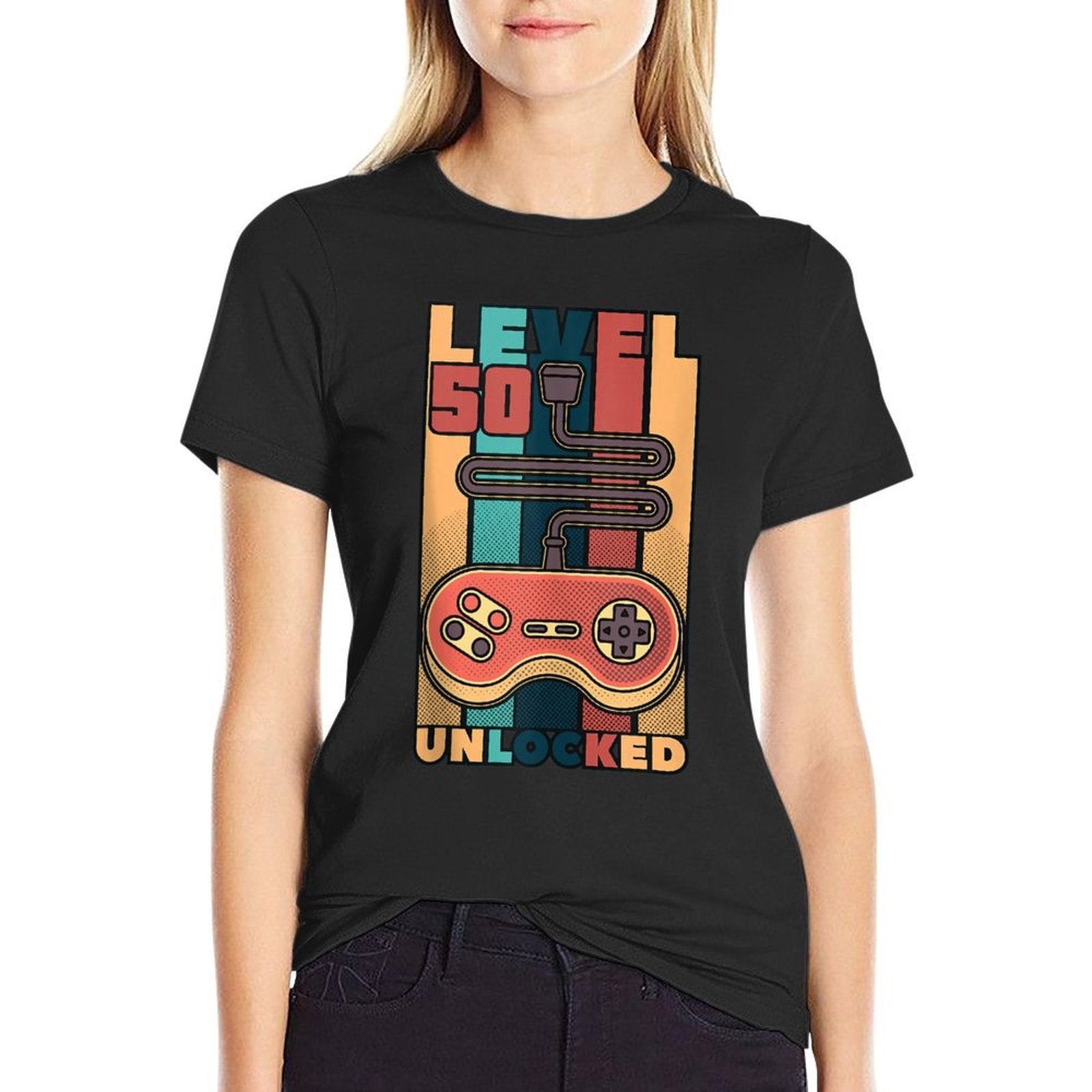 50th Birthday Men Level 50 Unlocked Retro 50 Years Old Gift  Relaxed-fit T-Shirt