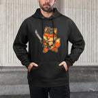 Cute Samurai Fox Katana Warrior Raglan Baseball Shape Retention Hoodie