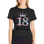 18 It's My Birthday Pink Crown Happy 18th Birthday Girl  Summer-ready Fabric T-Shirt