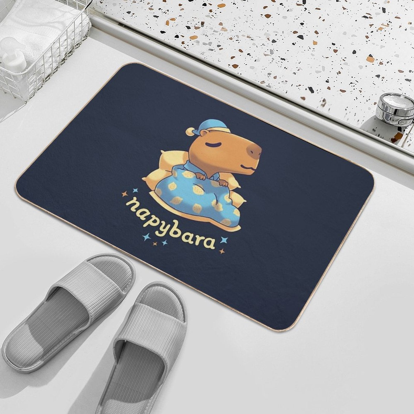 Napybara Cute Capybara Nap  Easy To Clean Bath Mat