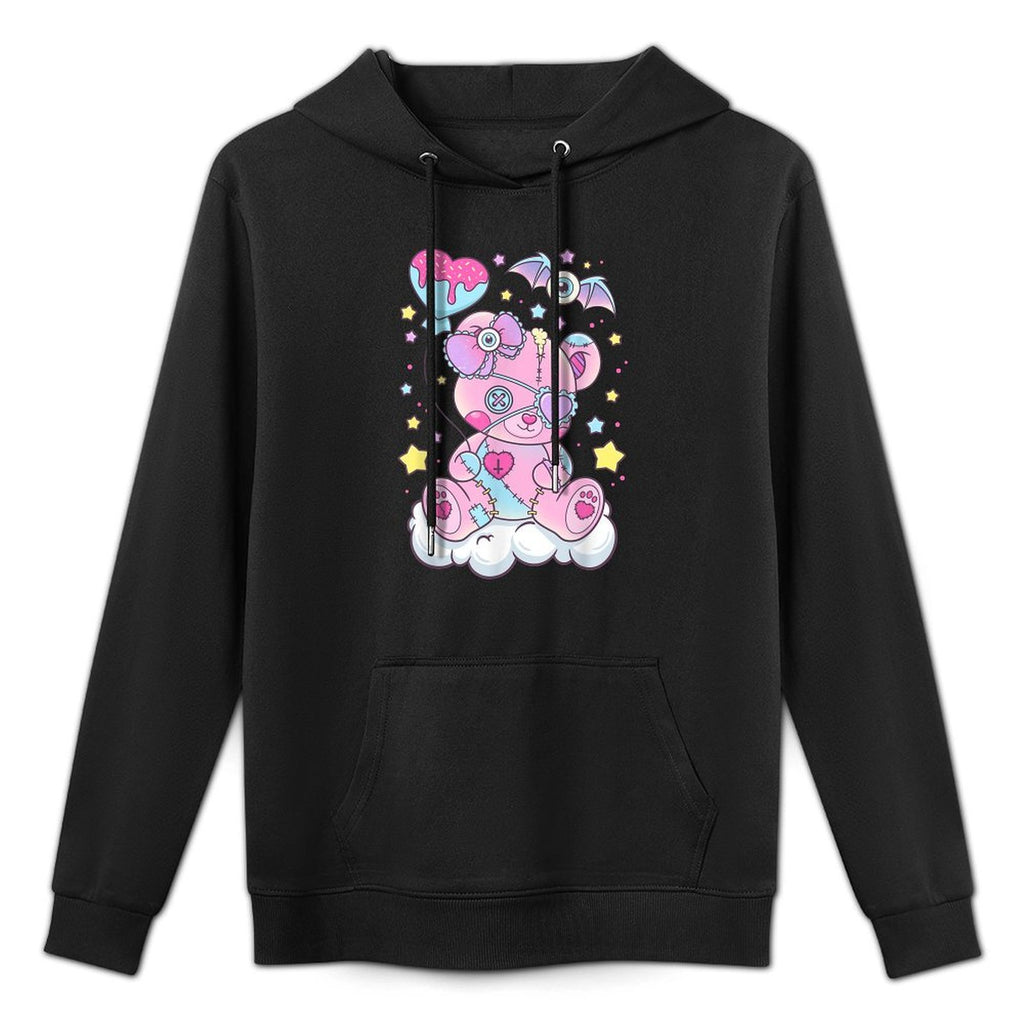 Kawaii Pastel Goth Cute Scary Bear Kangaroo Pocket Hoodie