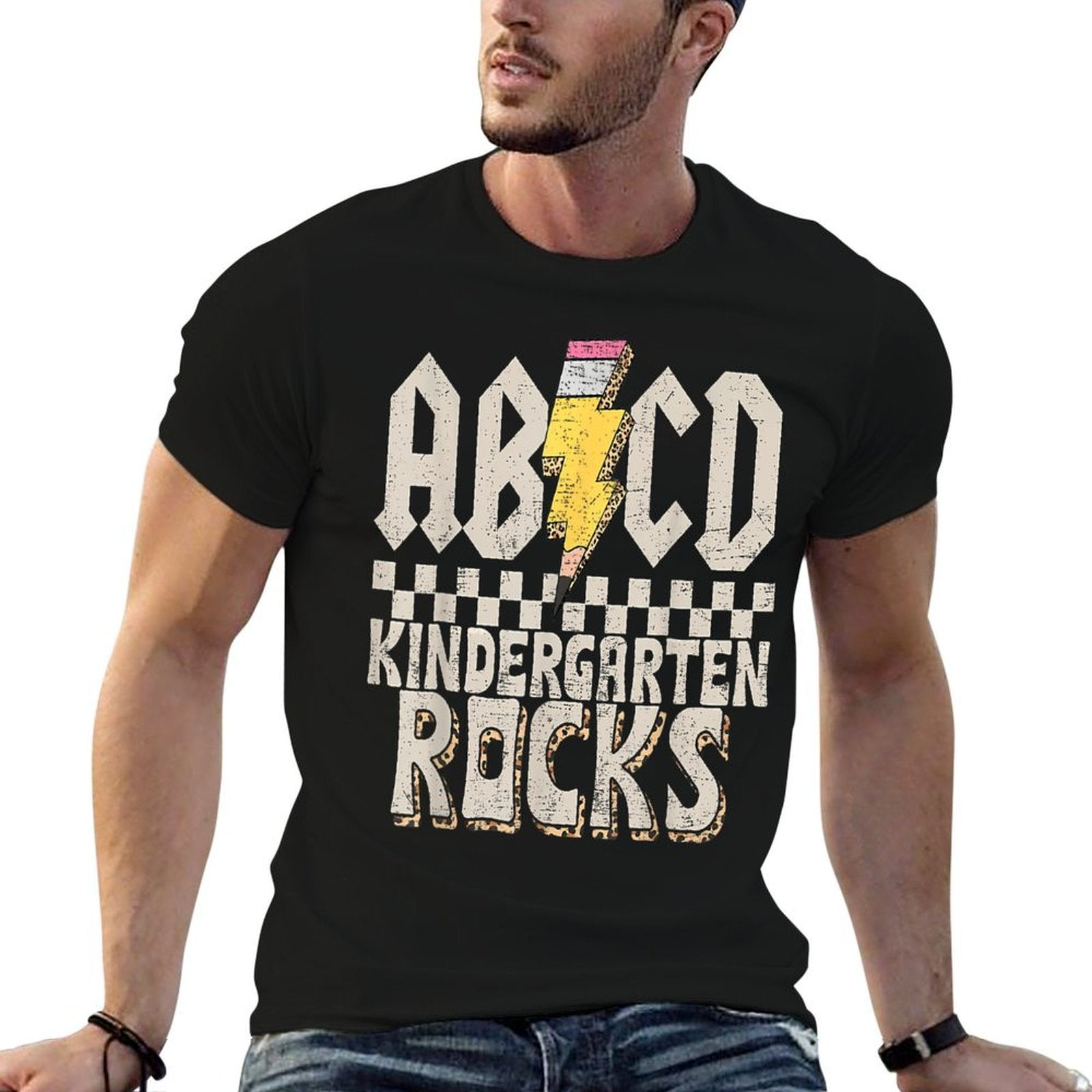 ABCD Kindergarten Rocks Back To School Kinder Teachers Kids  Heathered Texture T-Shirt