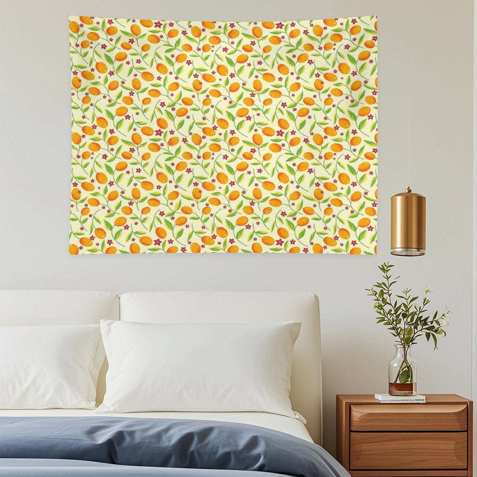 Orange Citrus Floral Pattern – Seamless Summer Fruit Botanical Illustration Tapestry