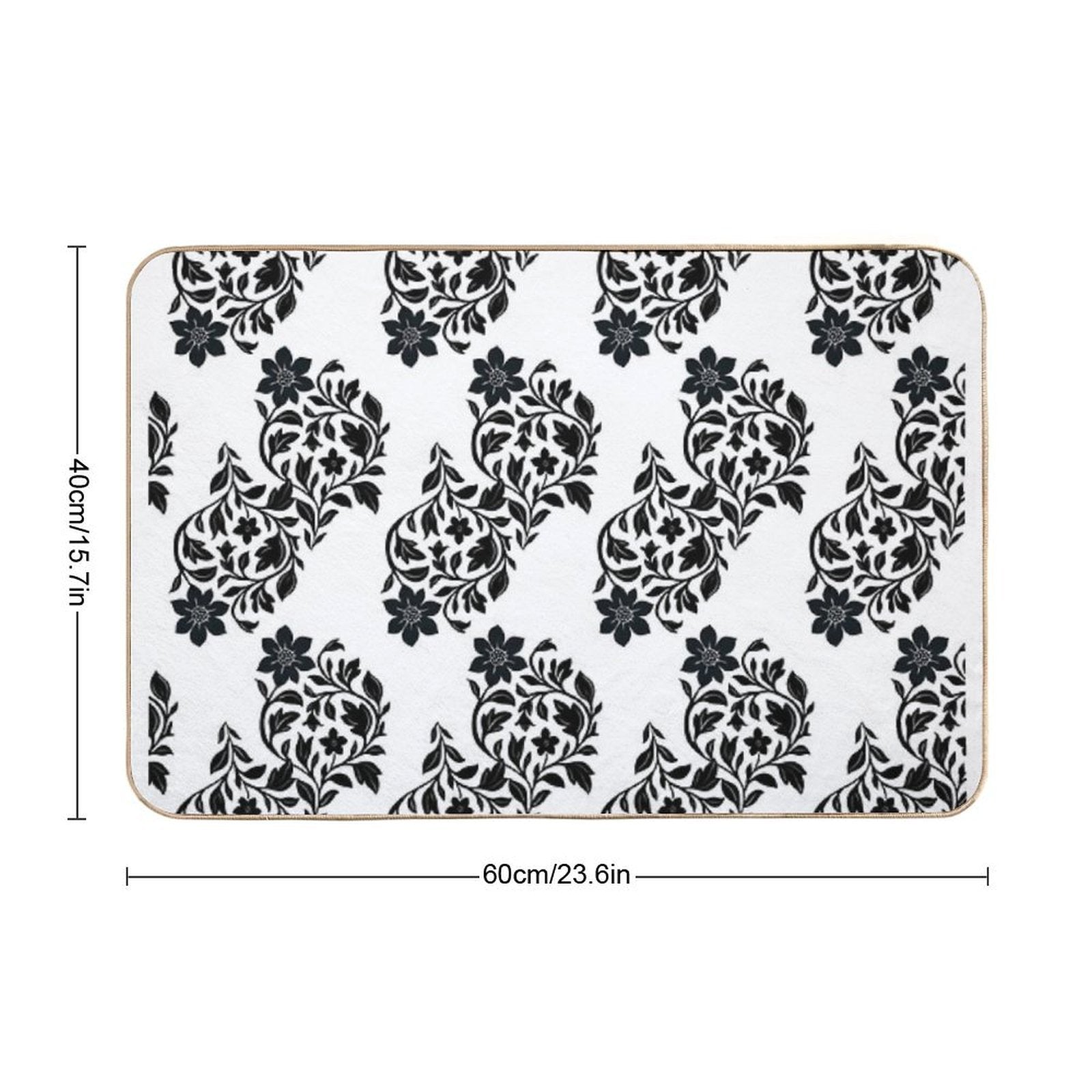 Botanical Pattern - Damask - White Background  High-Traffic Bath Mat