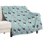 Collie Pattern Blue Painting Anti-pilling Throw Blanket