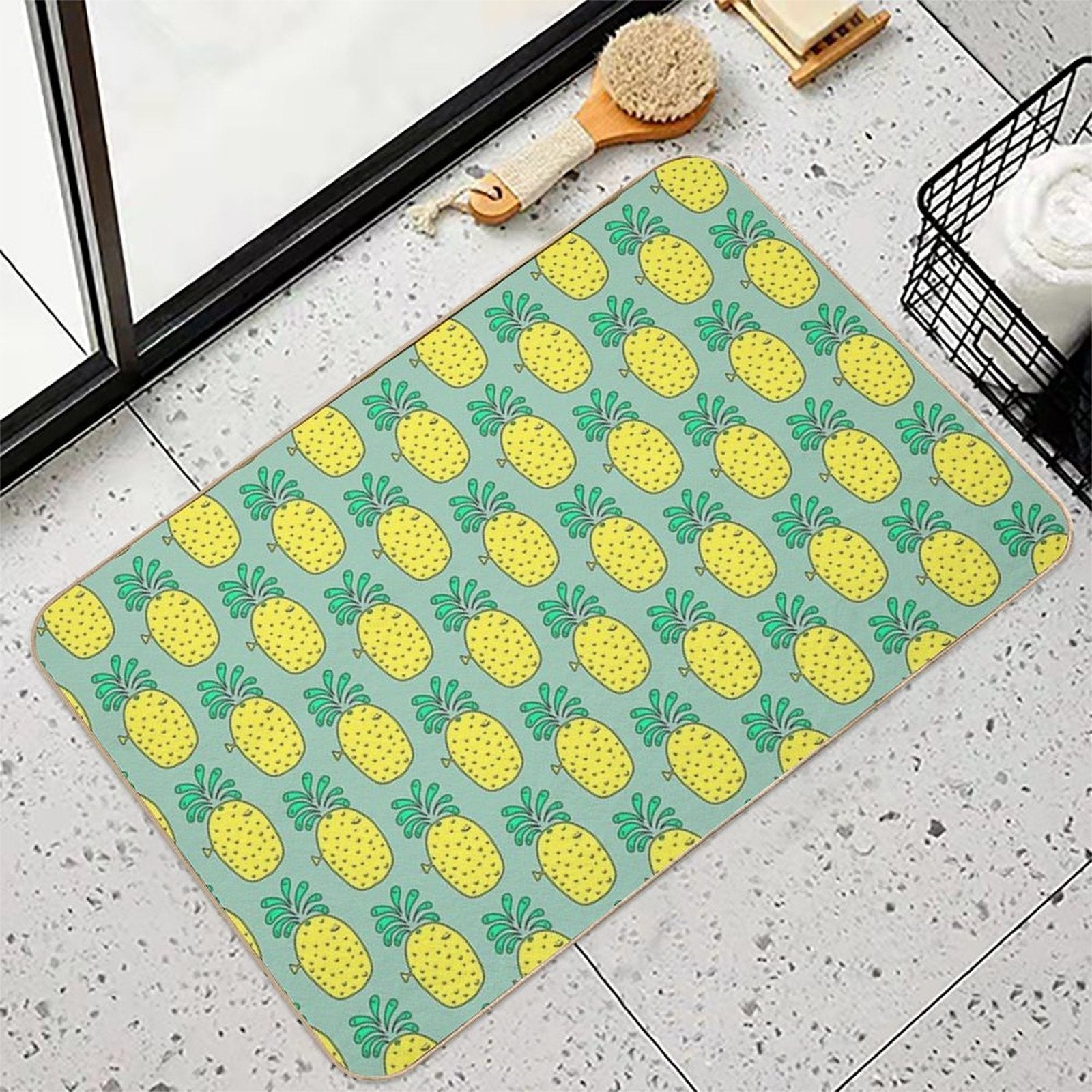 Whaleapple - Cute Happy Pineapple  Versatile Bath Mat