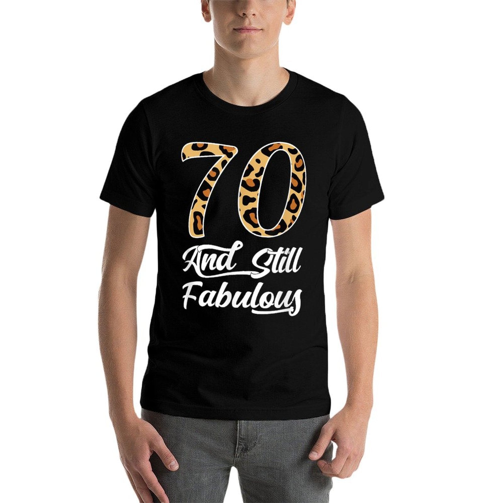 70 & Fabulous Leopard Print Cool Women’s 70th Birthday  Moisture-wicking T-Shirt