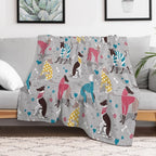 Greyhounds Dogwalk  Grey Background Durable Throw Blanket