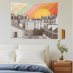 Rainbow Sky Above Paris Tapestry